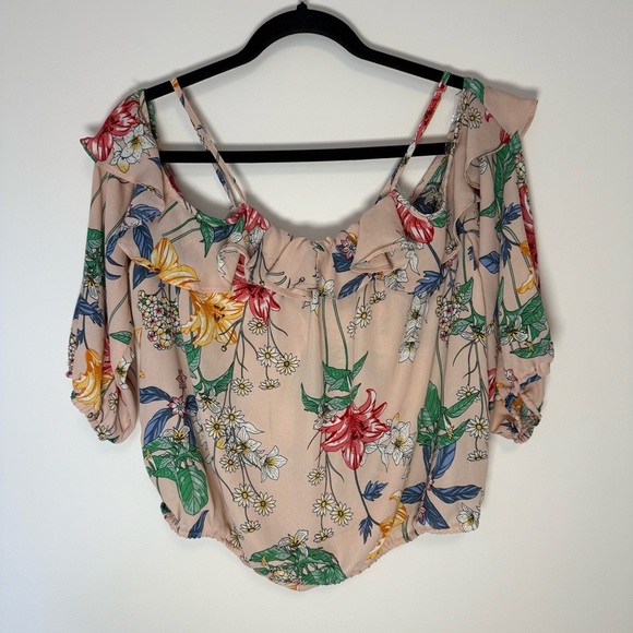 Ardene Floral Off-Shoulder Top with sleeves Size XL - Picture 2 of 9